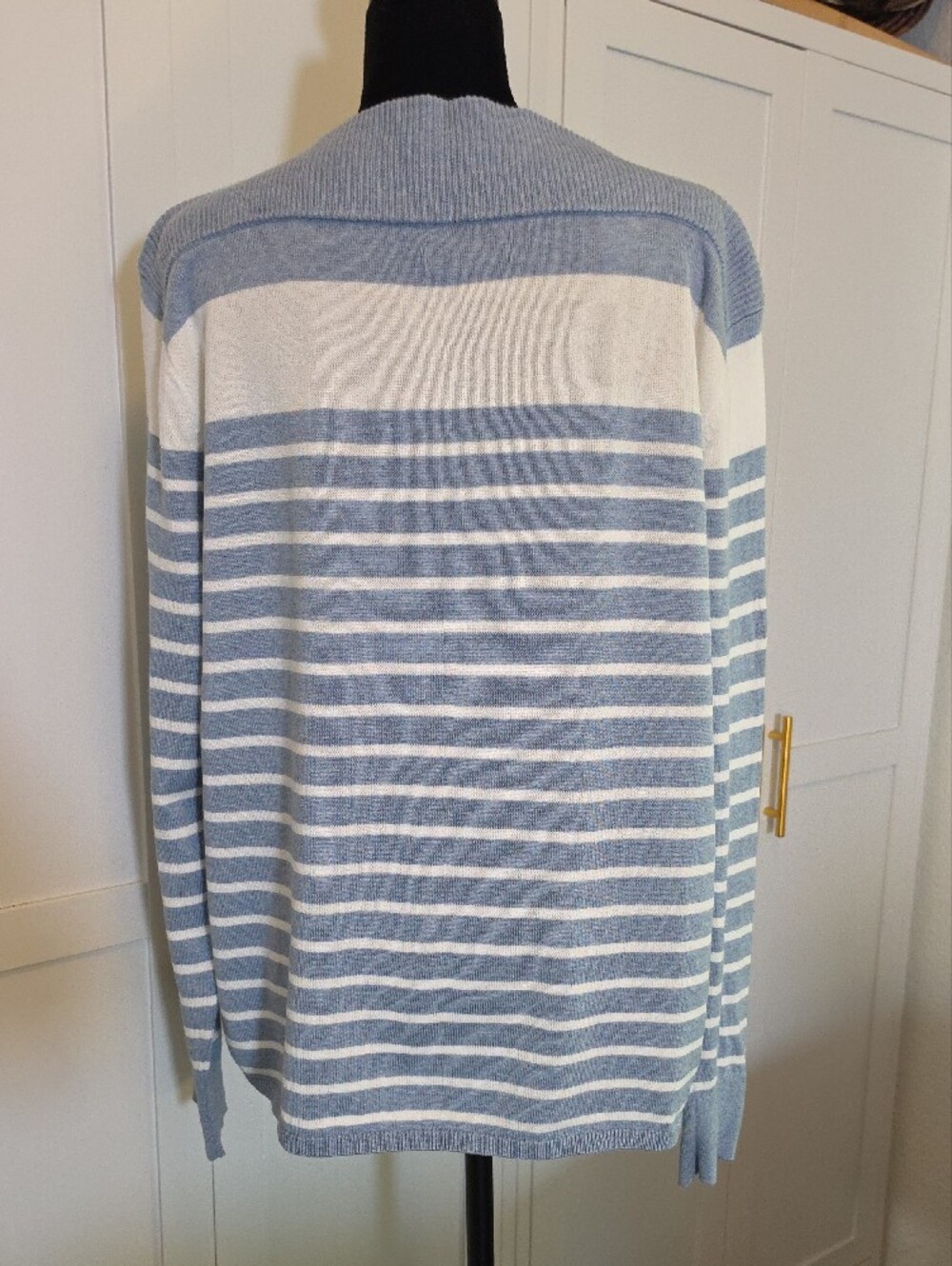 CHAPS Striped Boatneck Knit Sweater Light Blue & White Size XL - Picture 4 of 11
